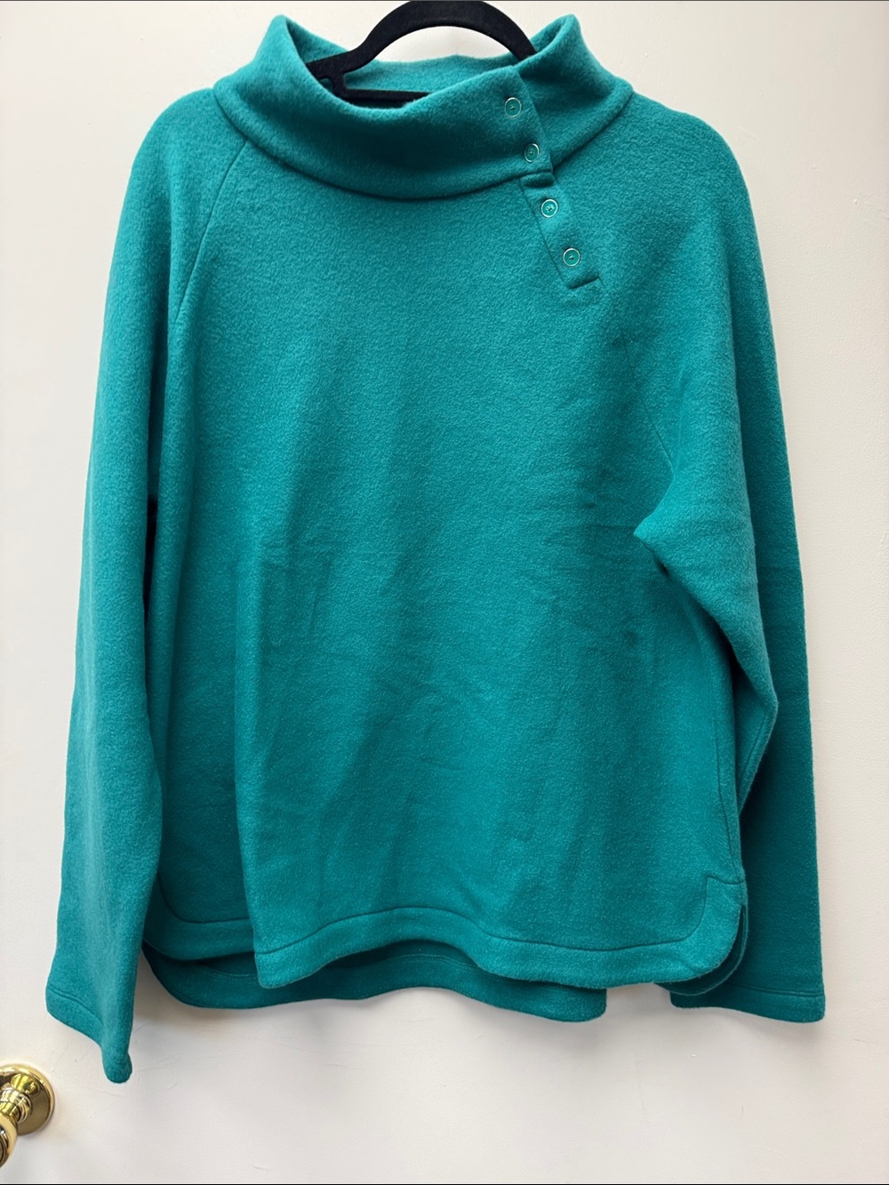 Talbots Teal Button-Shoulder Cowl Neck Sweater